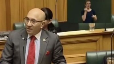 MP Ron Mark swore during Question Time in Parliament - and the sign interpreter (top right corner) translated.