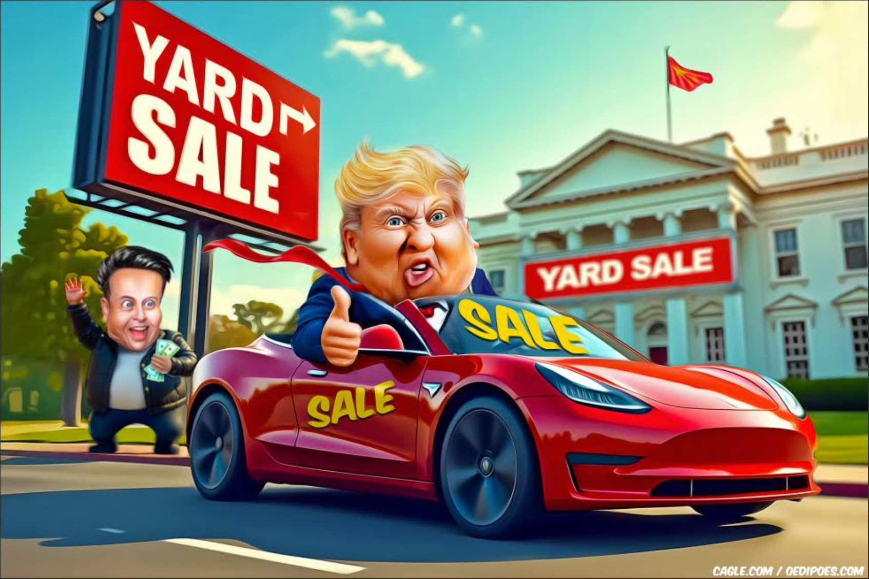 Trump riding Tesla car